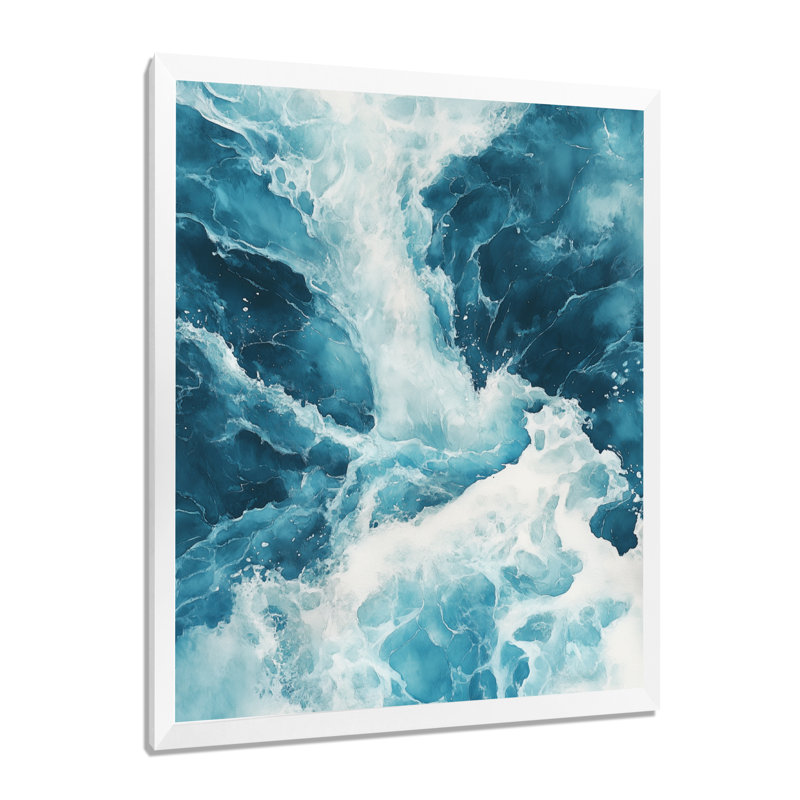 Rivière de lumière glaciaire I - Tableau encadré représentant un paysage en mouvement, H 32 po x l 24 po