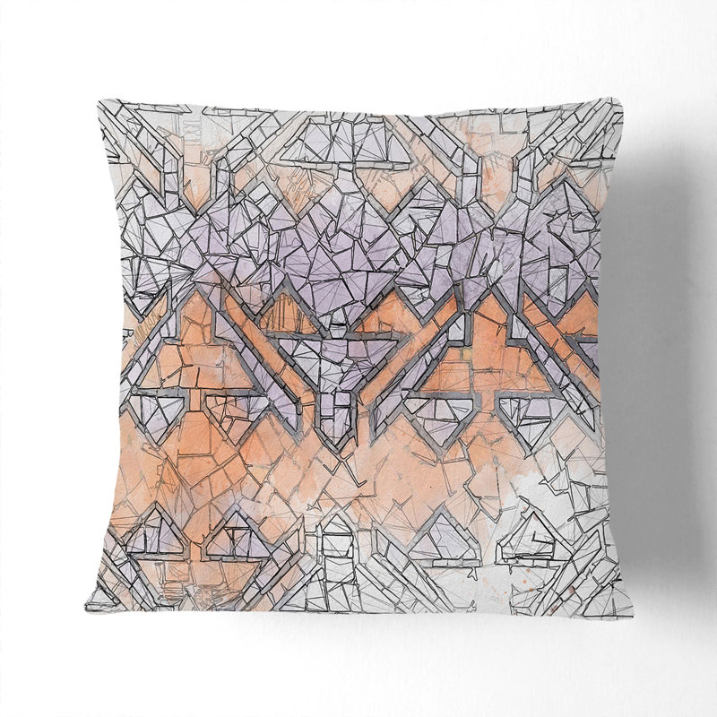 Mosaic Angles Cushion with Filling, 40cm H x 40cm W x 15cm D, Stone