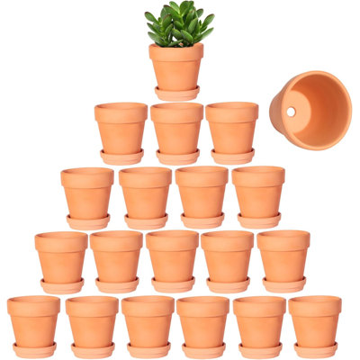 Ensemble de pots en terre cuite de 3 pouces avec soucoupe - paquet de 20 pots de plantes de cactus