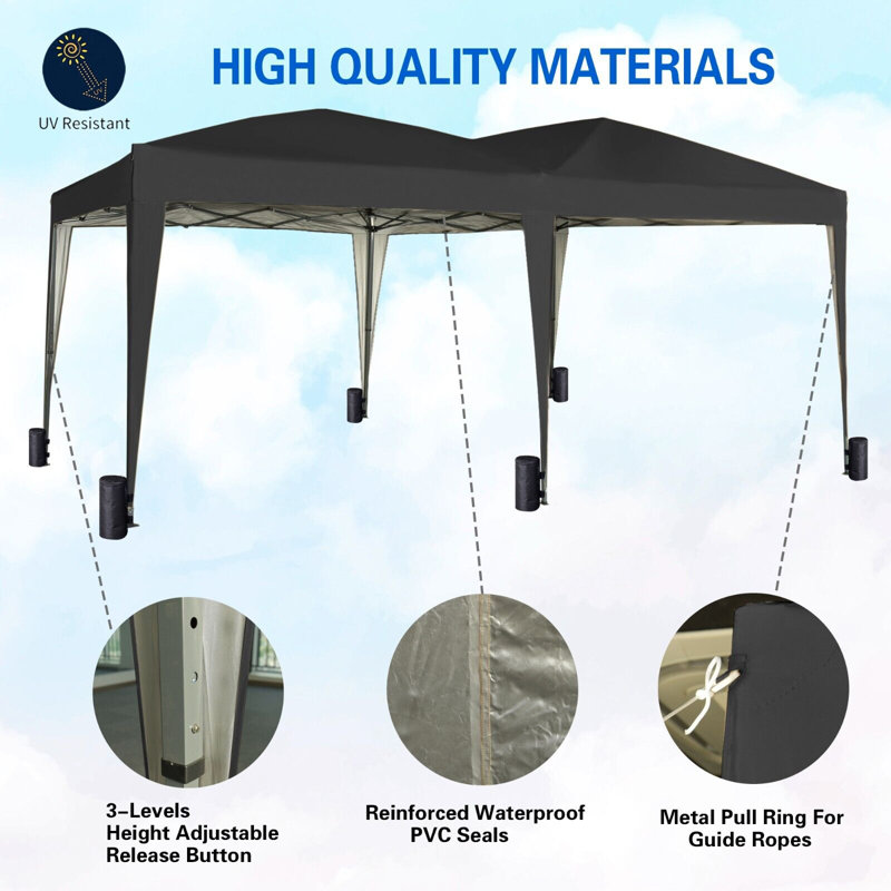 Alanie 6m x 3m Pop Up Gazebo, Black