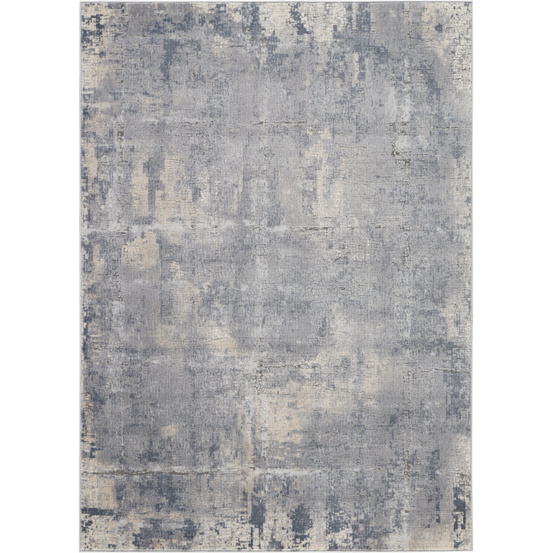 Tapis abstrait gris tissé à la machine, Rectangle 3 pi 11 po x 5 pi 11 po