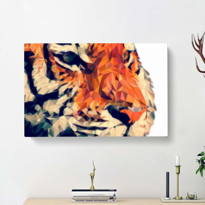 Geometric Tiger in Abstract - Wrapped Canvas, 60cm H x 91cm W x 3cm D