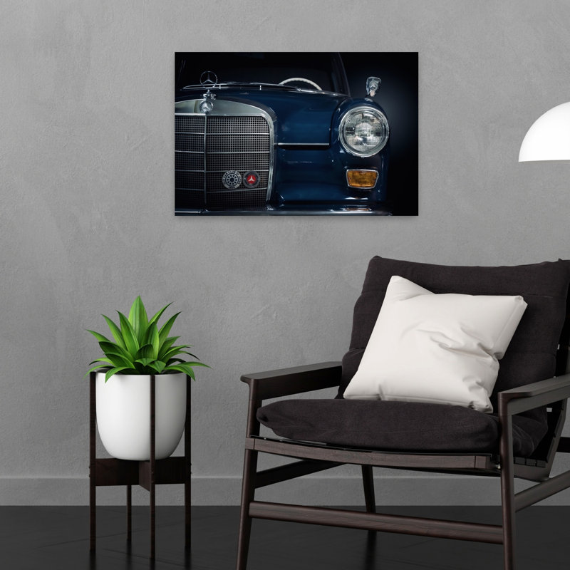 Elegant Blue Classic Car Classic Elegant Retro Wall Art Print by Adachi Lintaman - Wrapped Canvas Print