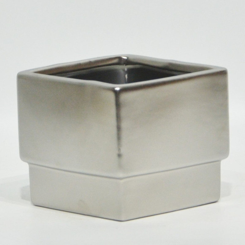 Pot de fleurs carré mat, Argent
