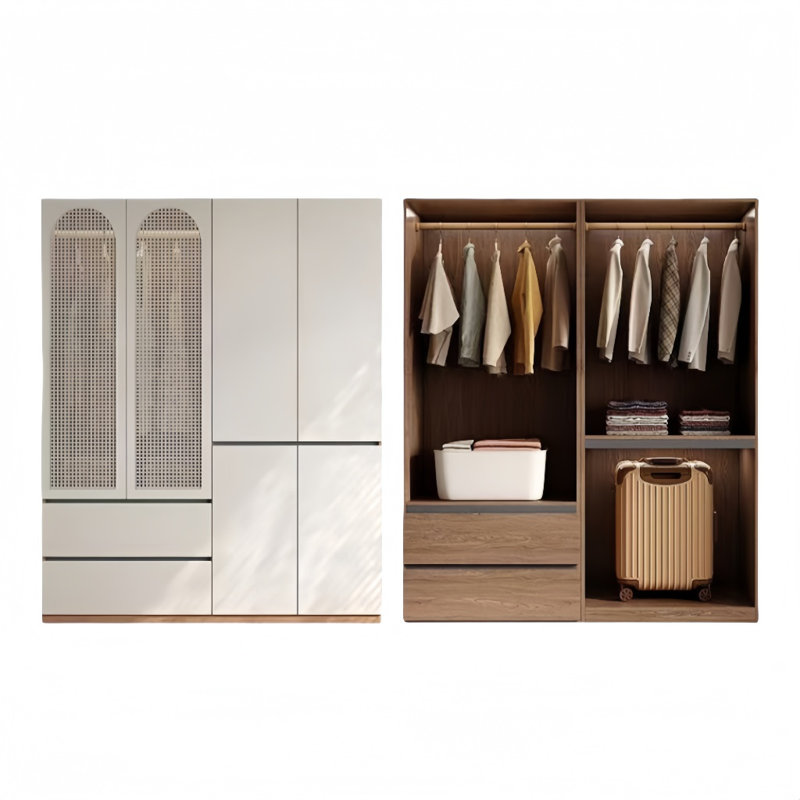 Garde-robe rétro simple en rotin moderne, H 78,74 po x l 62,99 po x P 23,62 po