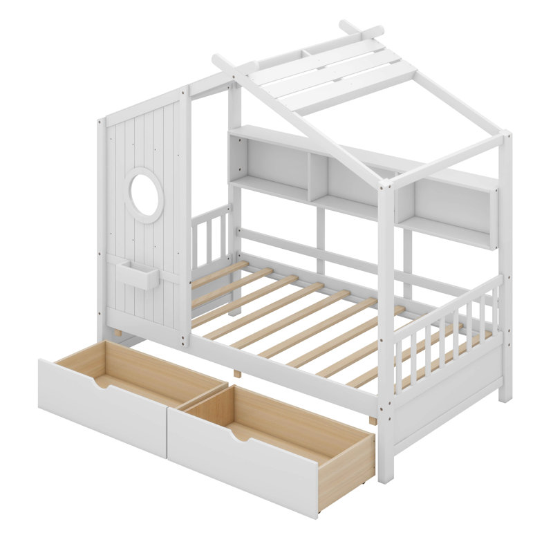 Lompico Wooden House Bed, Twin, White