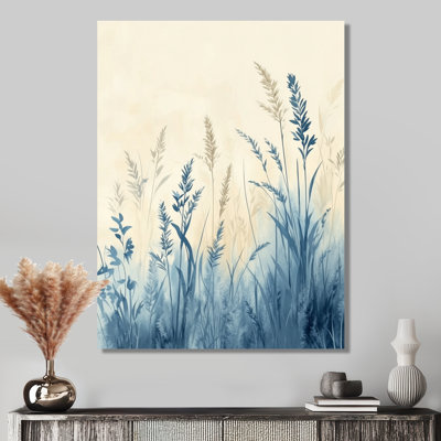 Silhouette de champ sauvage - Grande affiche murale en métal « Prairie bleue »