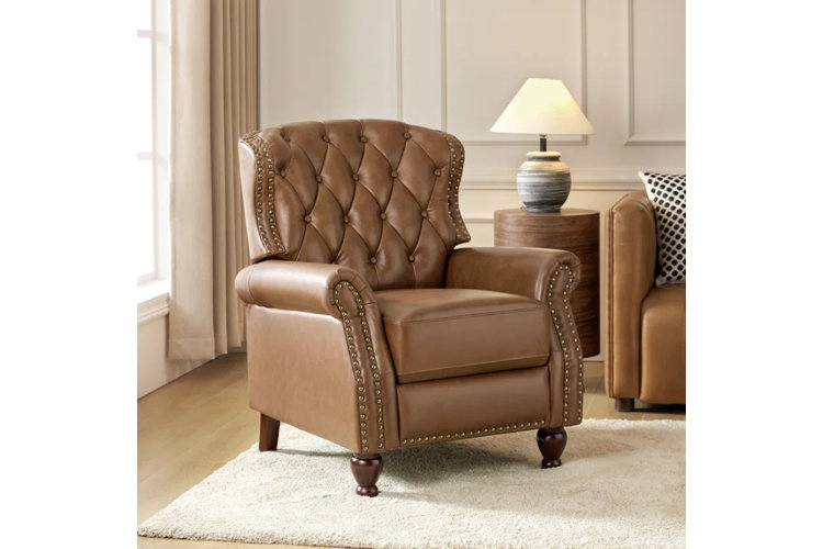 standard brown genuine leather manual recliner