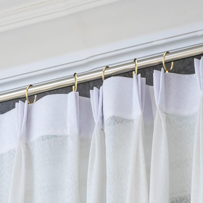 60 anneaux de rideau en métal de 1,26 pouce avec 60 anneaux de suspension et 60 crochets en épingle pour rideaux de porte de fenêtre (or)