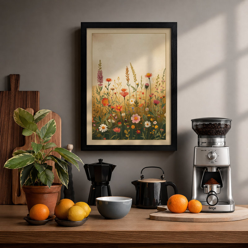 Wildflower Meadow Botanical - Framed Print, Black, A3 - 42.0 x 29.7 cm