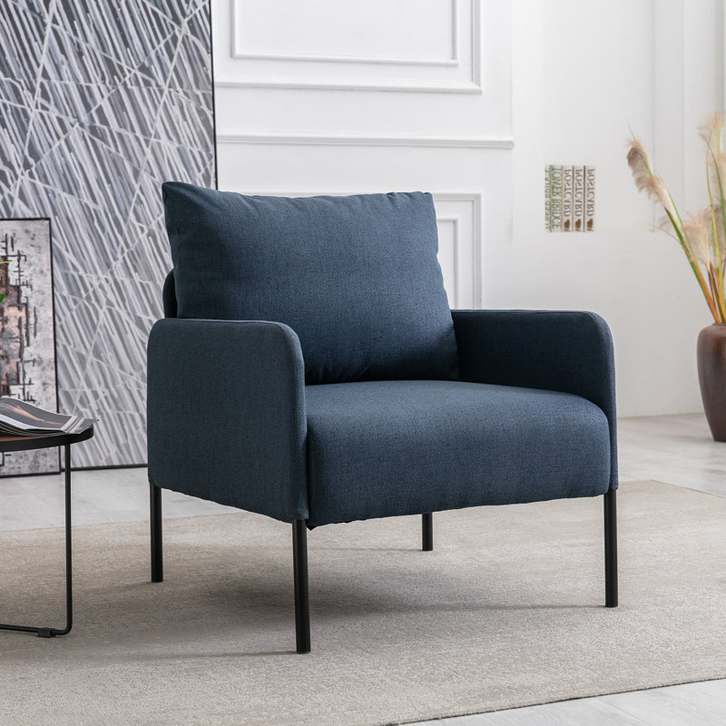 Evrard 27.5'' Wide Armchair, Blue 100% Linen