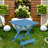 Blue Folding Solid Wood Table For Patio, Backyard - Portable, Space Saving Portable Outdoor Spaces Backyard, Balcony