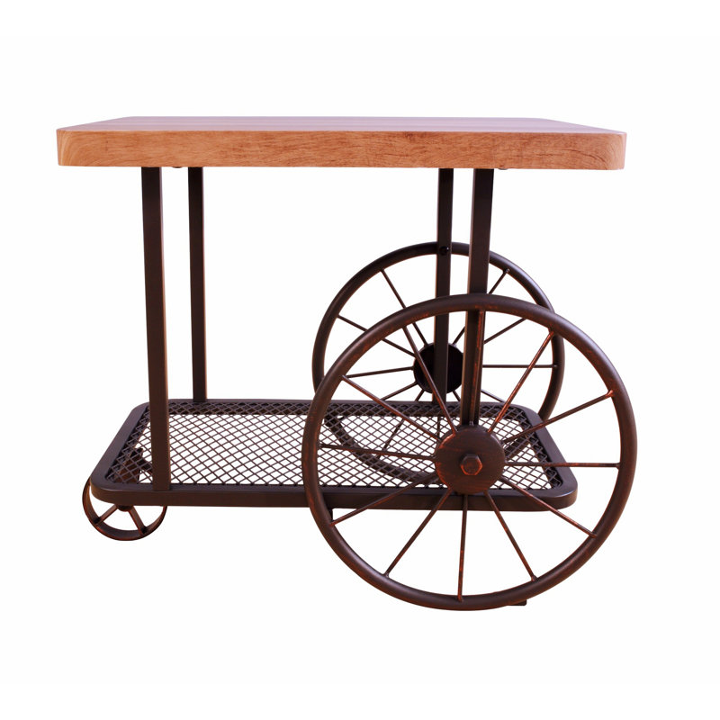 Rectangular End Table With Metal Base And Shelf