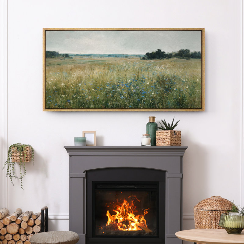 Grande impression sur toile encadrée - impression de paysage rétro pour décoration rustique, Naturel, H 30 po x l 60 po