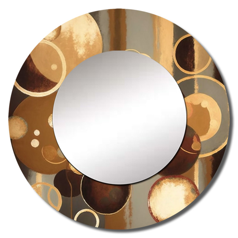 Samin Aged Barrel Universes II - grand miroir abstrait, miroir mural décoratif rond moderne, impression d'art en métal