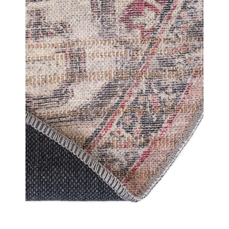 Engelman Oriental Beige/Pink Area Rug, Oval 6'1" x 9'