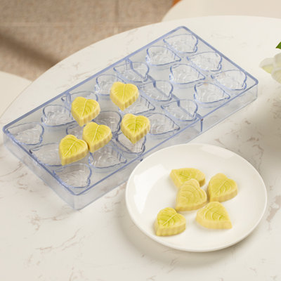 Moule à feuilles 10,8 x 5,3 pouces, 1 moule à chocolat allant au congélateur - 21 cavités, lavable au lave-vaisselle, plateau en polycarbonate transparent, facile à libérer, durable