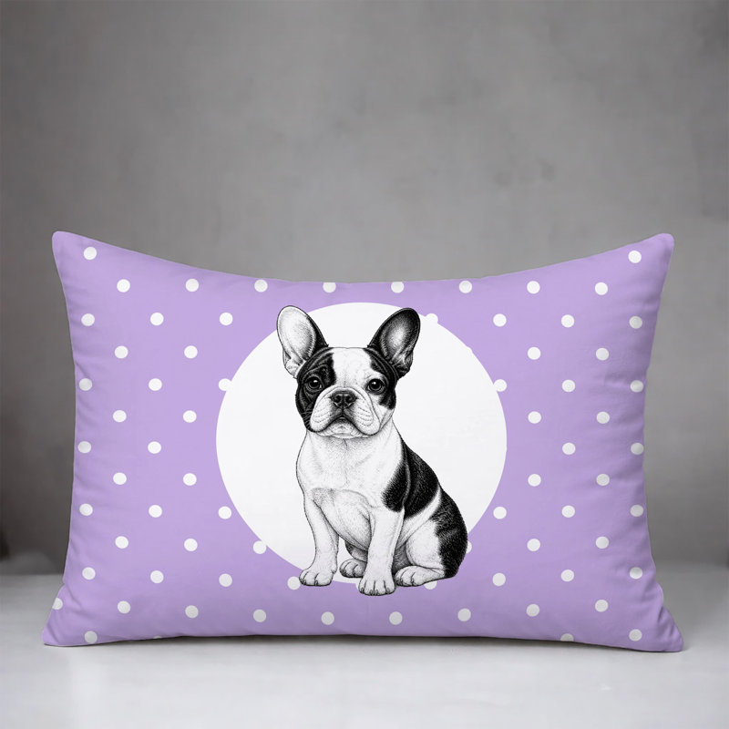 Oreiller réversible intérieur / extérieur French Bulldog, 20 po x 14 po, Lavande