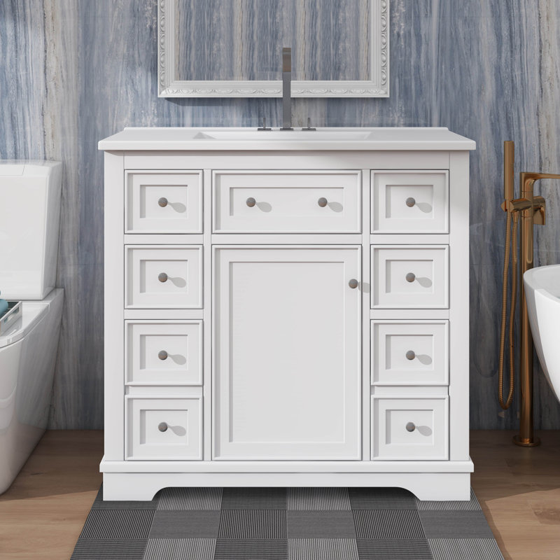 Meuble-lavabo de salle de bain 36 po, Blanc