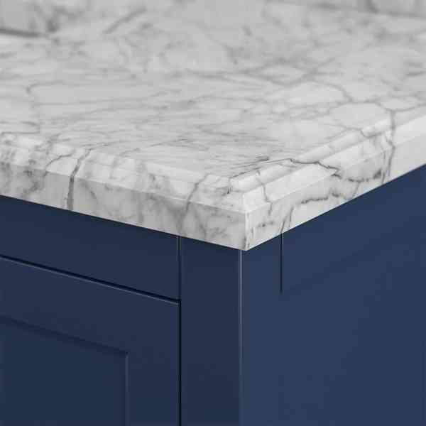 Meuble-lavabo simple 49 po avec dessus en marbre de Carrare Pfarr, Bleu