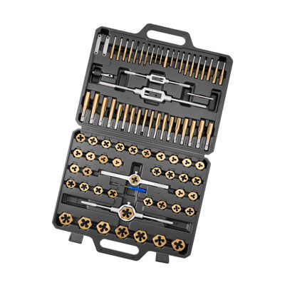 Tap and Die Set, 86-Piece Metric and SAE Sizes M3 to M12, #4 to 5/8", with Coarse and Fine Thread Taps and Dies, Wrench, Carrying Case and Complete Accessories, for Threading and Rethreading
