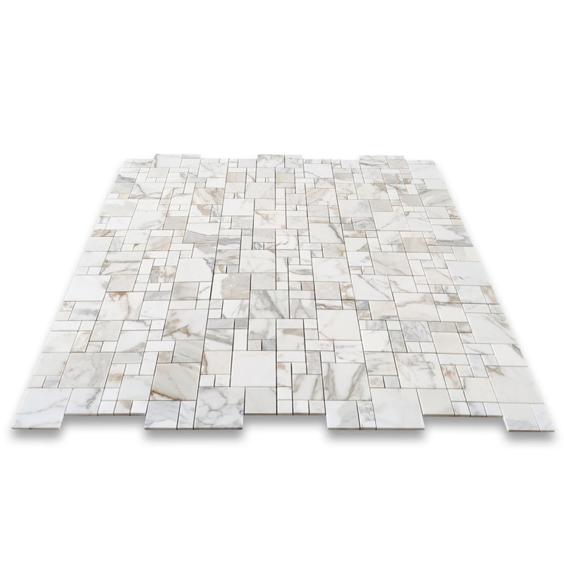 Carreau de mosaïque en marbre 12 po x 12 po Calacatta, Gris pâle