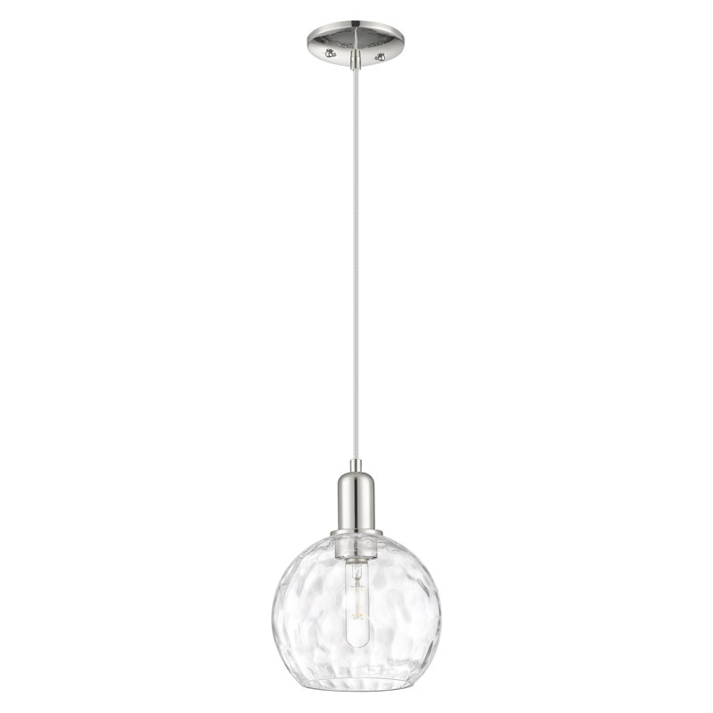 Mini-luminaire suspendu 1 lumière Arcadia, Nickel poli, H 7 po x l 8 po x P 8 po