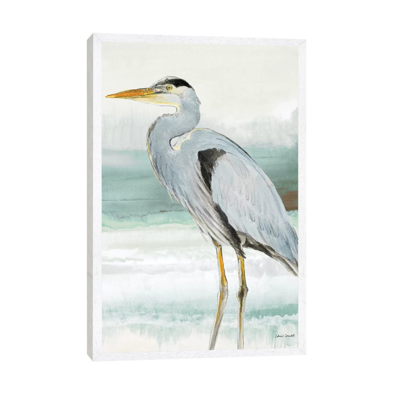 Heron On Seaglass I by Lanie Loreth - Painting on Canvas, 101.6 cm H x 66.04 cm W, White Framed Canvas
