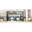 Lit mezzanine simple en métal noir, garde-corps, rangement, conception minimaliste classique, assemblage facile, lit de 350 lb avec rangement et