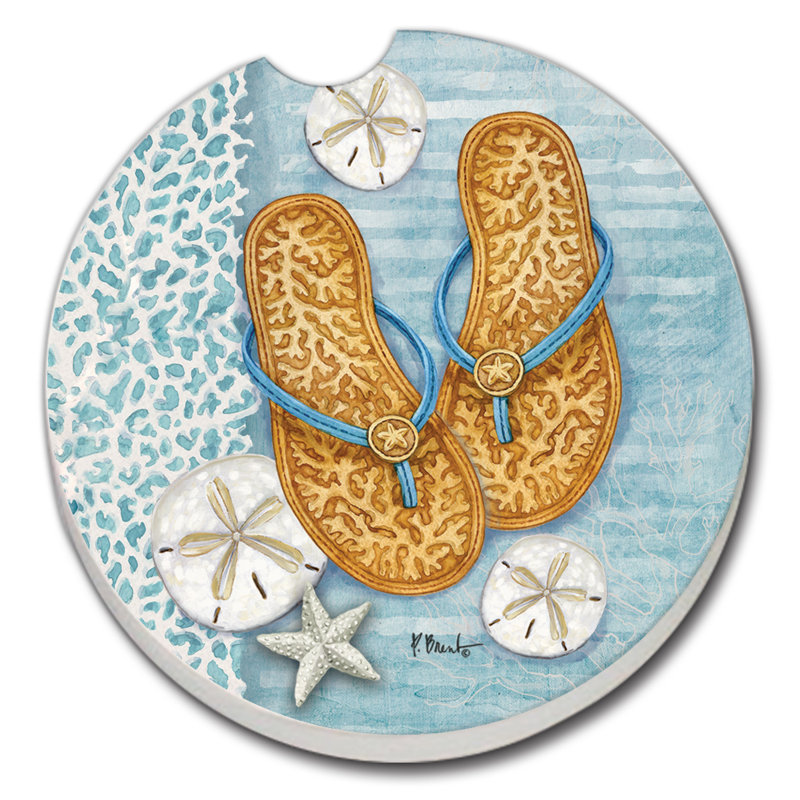 Stoneware Round 1 Piece Car Coaster