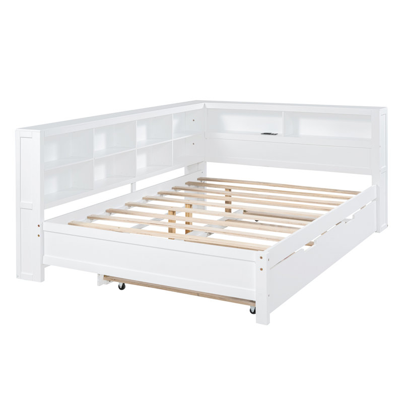 Lit bibliothèque avec couchette Dumbarton Erby, Simple, Blanc