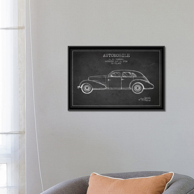 Gris anthracite «Buehrig Cord Auto III», reproduction d'impression sur toile en gris, H 40 po x l 60 po x P 1,5 po
