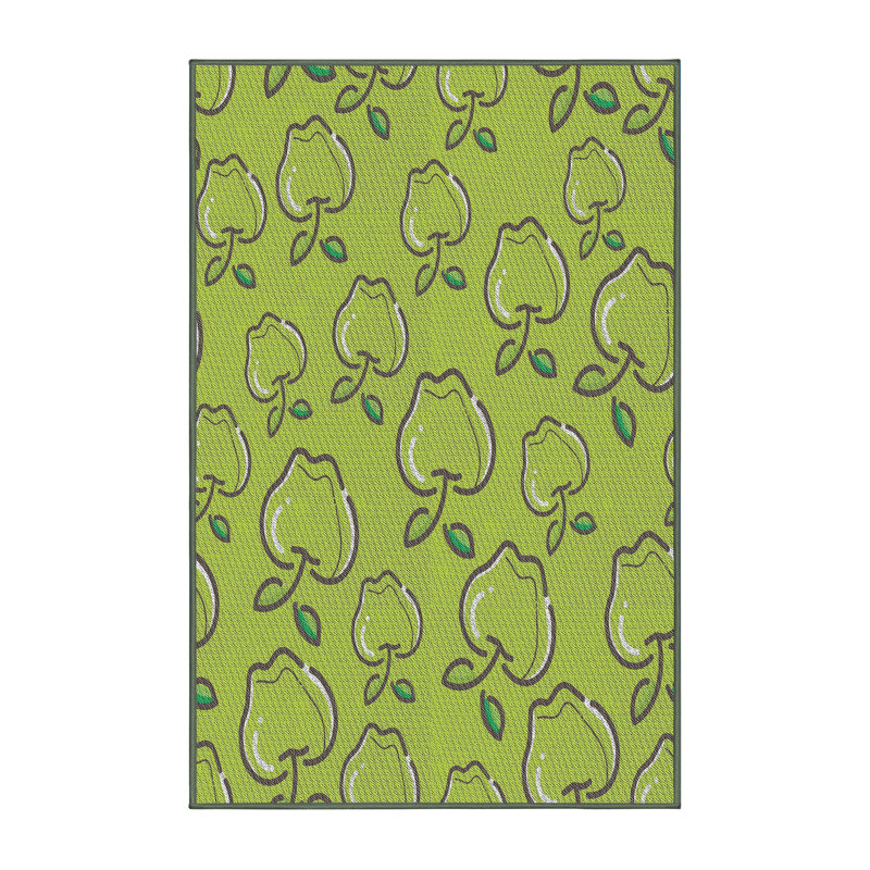 Tapis vert/noir à motifs, Rectangle 2 pi x 4 pi