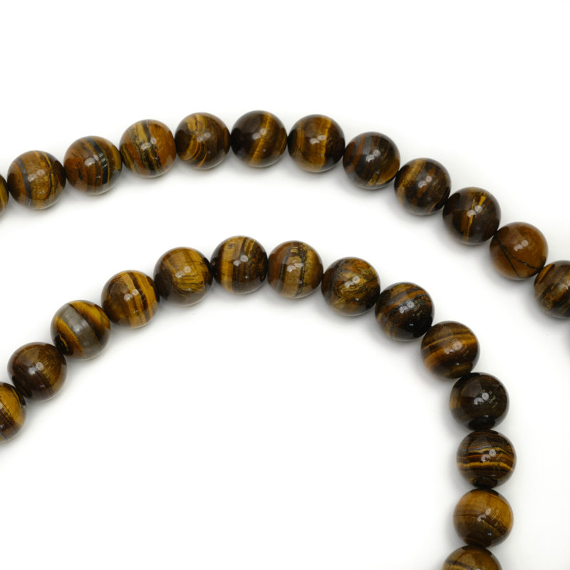 Lily's Living 20"L Round Brown Stone Tiger Eye Beads, Jewelry Making, Home Accent Décor