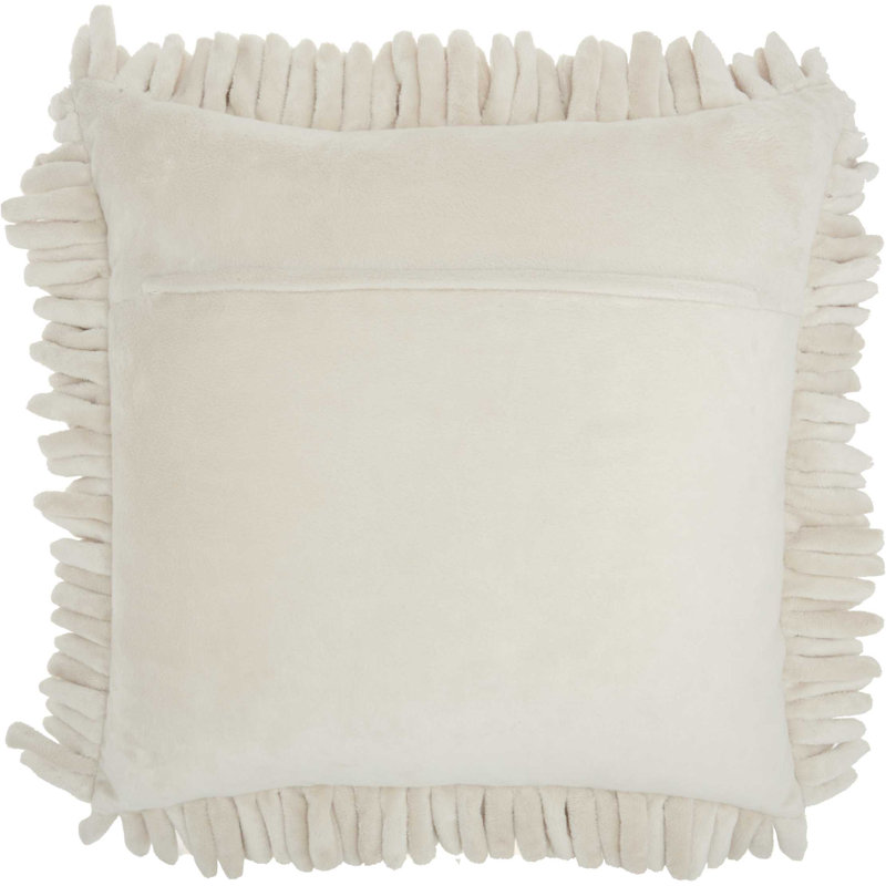 Ivory Velvet Sponge Finger Square Throw Pillow 20" x 20"