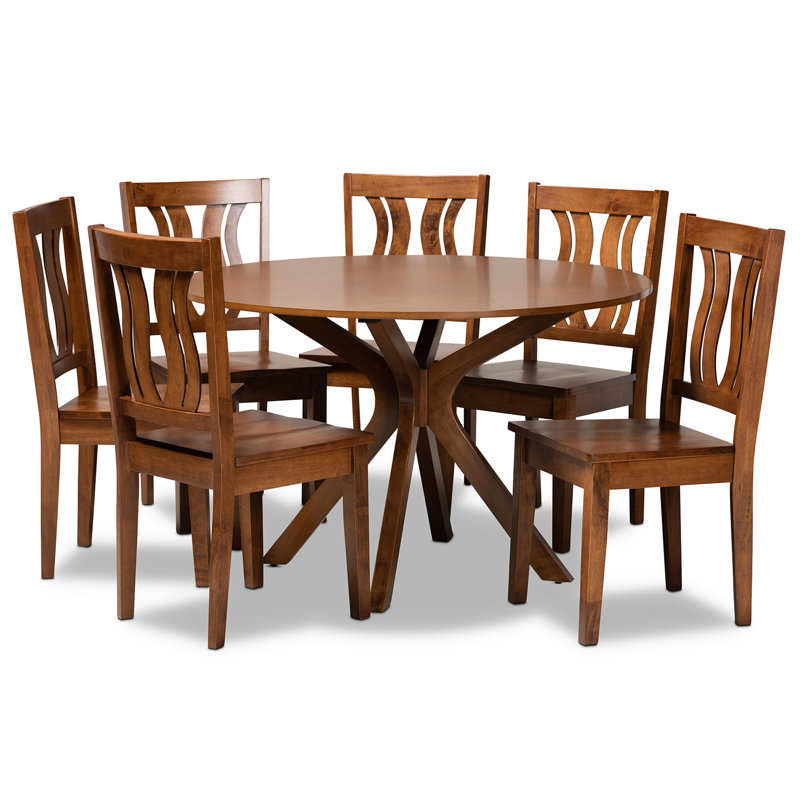 Ensemble de salle à manger Erlendur Goodsell, H 29,9 po x L 47,2 po x l 47,2 po, Noyer brun, Noyer brun