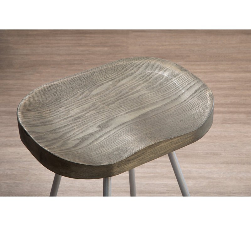 Counter Stool with Metal Frame, Brown/Silver