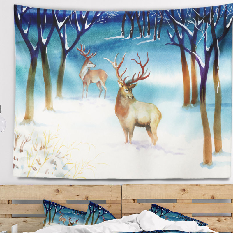 Paysage avec forêt hivernale avec tapisserie, H 32 po x l 39 po