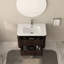 Meuble-lavabo de 30 po avec lavabo intégré en céramique, deux tiroirs, noyer foncé, style américain, - Grand rangement pour les articles de toilette et les tiroirs à cosmétiques blanc facile à entretenir