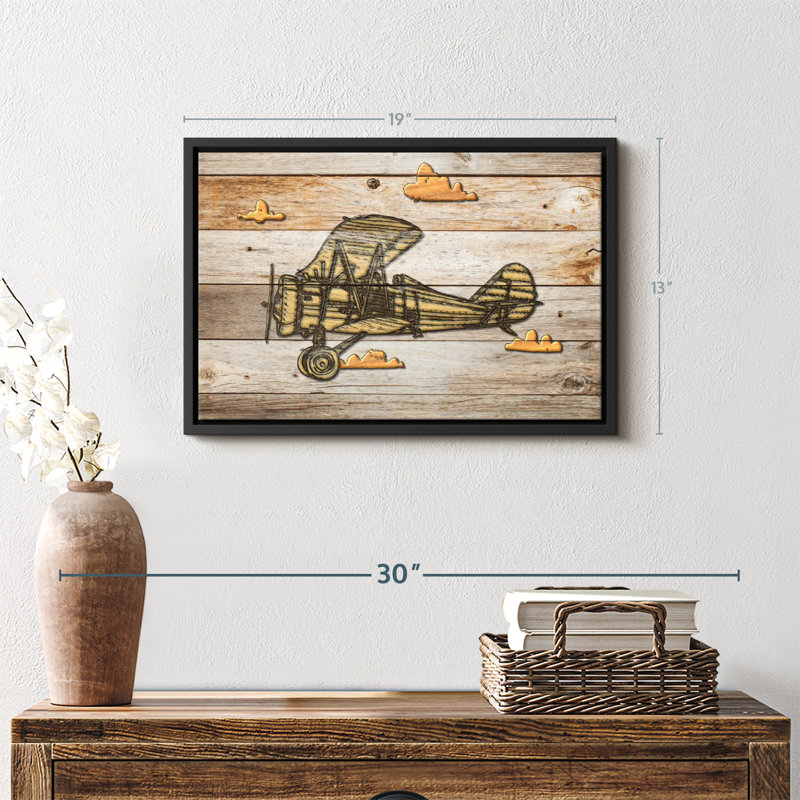 Caricature d'un avion sur toile, H 13 po x l 19 po
