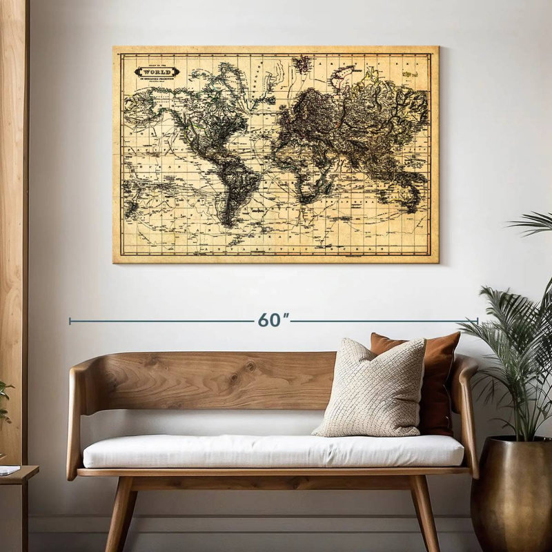 Carte de la carte du monde Aliaz, H 32 po x l 48 po