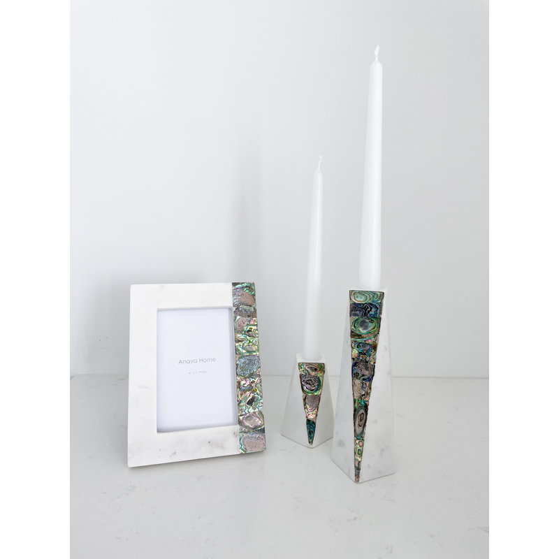 4x6 White Marble and Rainbow Mother of Pearl Picture Frame