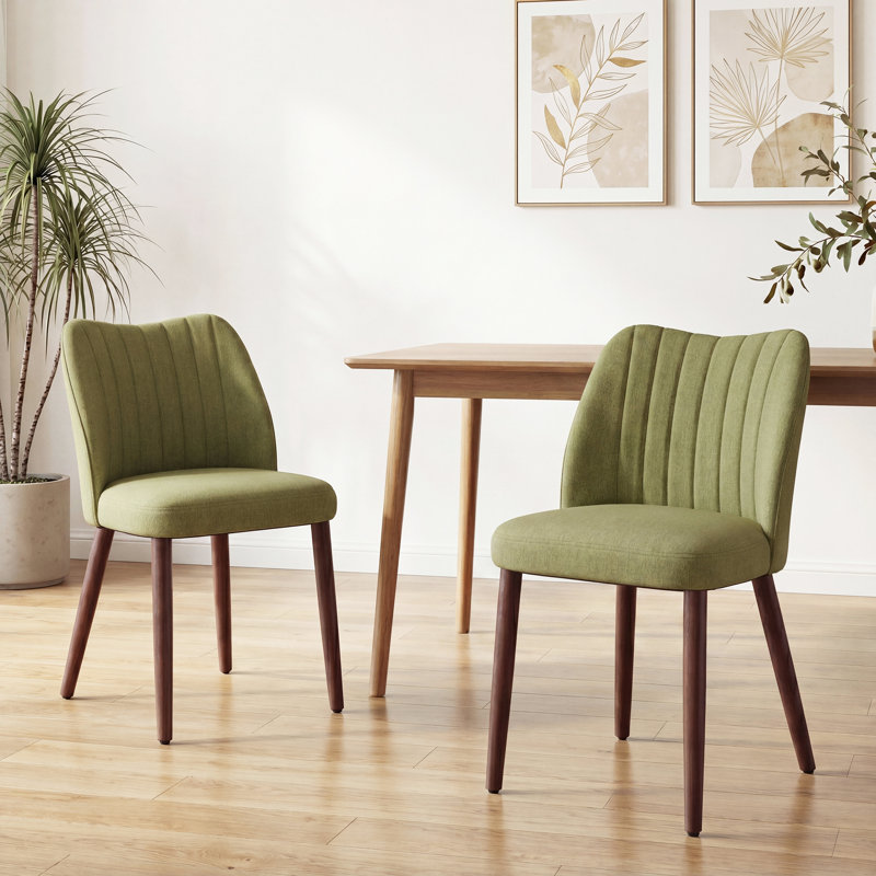 Chaise d'appoint de salle à manger rembourrée moderne avec pieds en bois , Vert