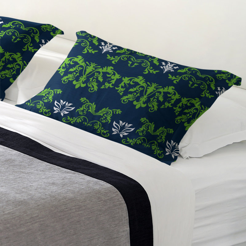 Football Baroque Pattern Pillow Sham, Standard, Polyester, Blue/Green/White