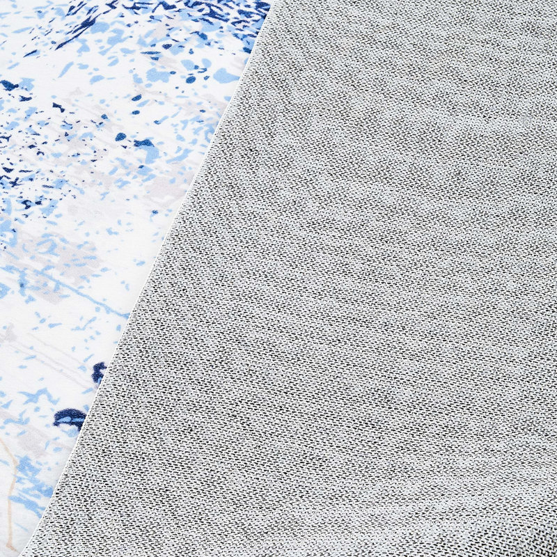 5 X 7 Ft Blue Skid Tear- Washable Rug, Tight Weave, Suitable For Bedroom Decor With Living Room And Interior Styles
