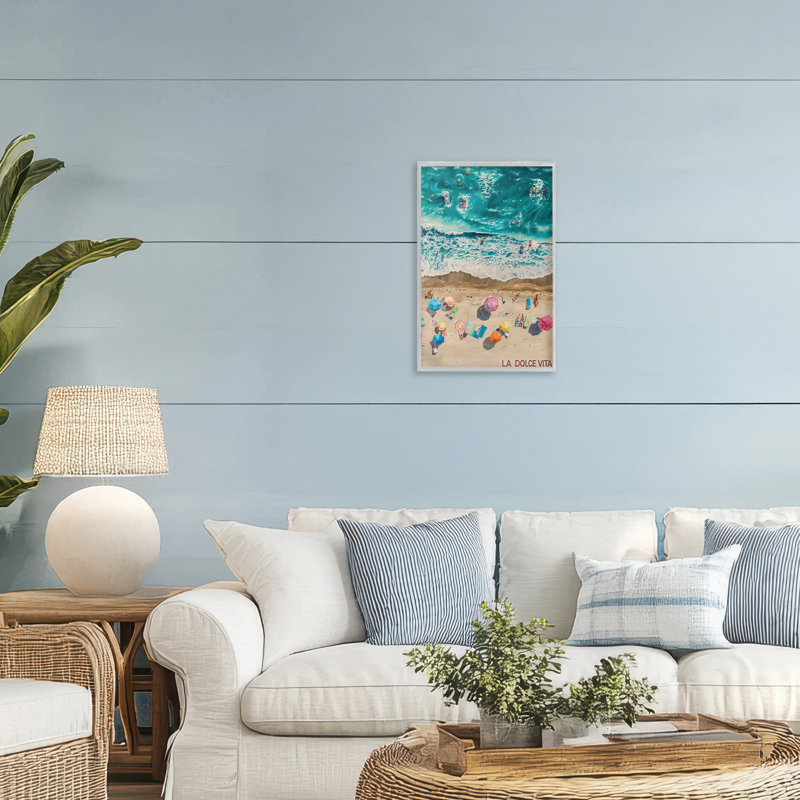Giclée encadrée Family Beach Dolce Vita, design par LSR Design Studio, H 18 po x l 12 po, Estampe numérique Farmhouse