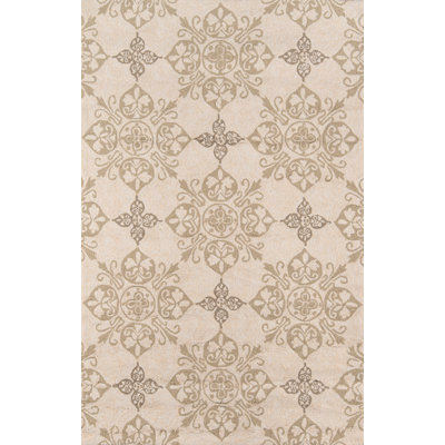 Tapis intérieur / extérieur beige crocheté à la main Parnag