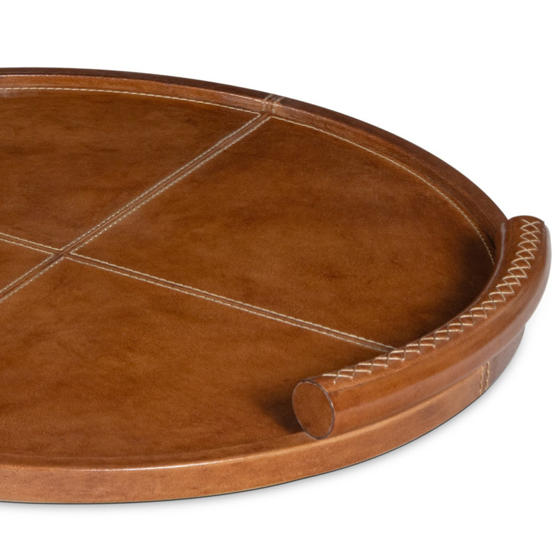 Forte Leather / Faux Leather Tray, Tan, 1.75" H x 18" W x 18" D