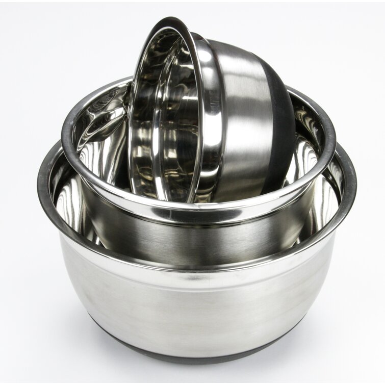 Stainless Mixing Bowl with Gray Non-Skid Base, 5qt Sold by at Home