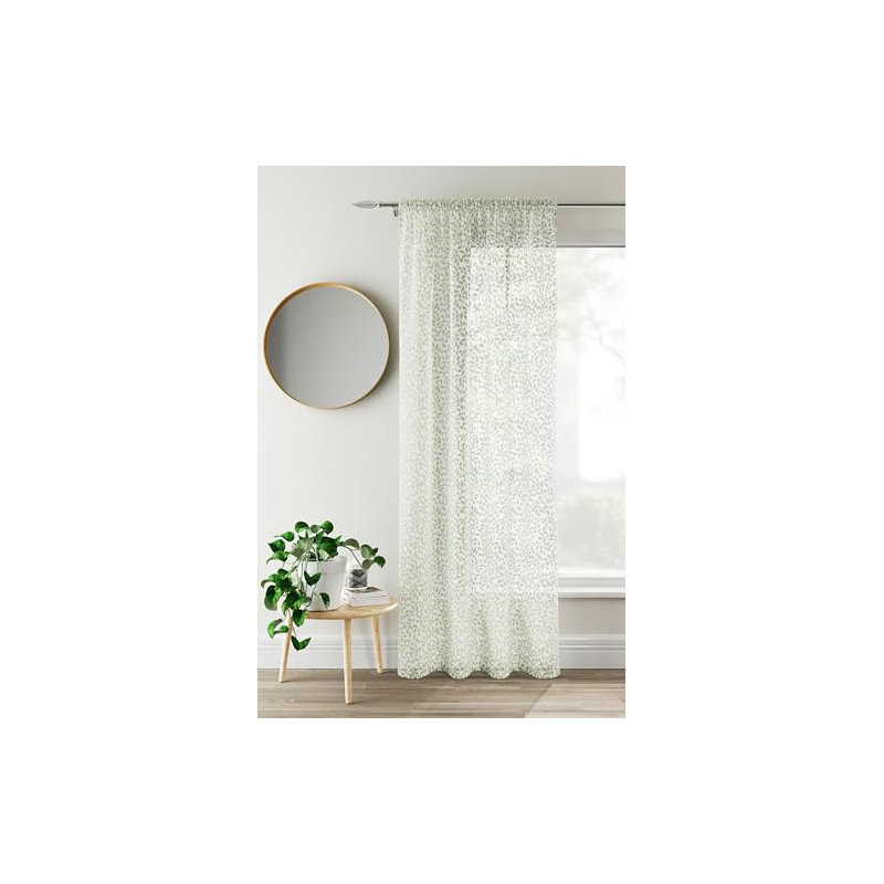 Galewood Sheer Curtain Single Panel, Green, 140cm Width x 183cm Drop